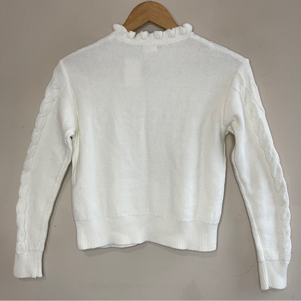 NWT CREWCUTS Girls White Mockneck Cable Knit Sweater in White (Flawed) - Picture 8 of 11